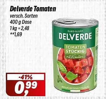 Delverde Tomaten versch. Sorten 400 g Dose 1 kg = 2,48