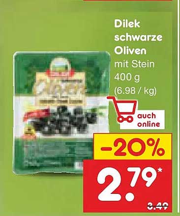 Dilek schwarze Oliven mit Stein 400 g