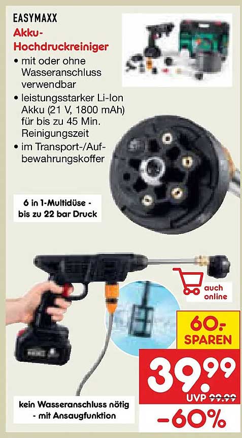 EASYMAXX Akku-Hochdruckreiniger