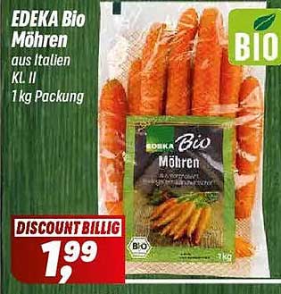 EDEKA Bio Möhren aus Italien KL II 1 kg Packung
