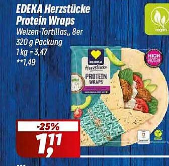 EDEKA Herzstücke Protein Wraps Weizen-Tortillas, 8er 320 g Packung