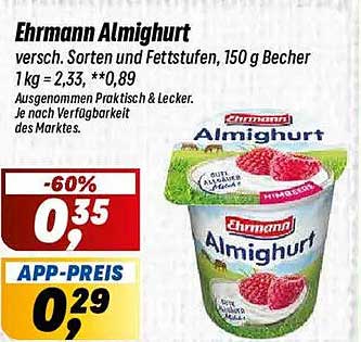Ehrmann Almighurt versch. Sorten und 6 Becher Stufen, 150 g Becher