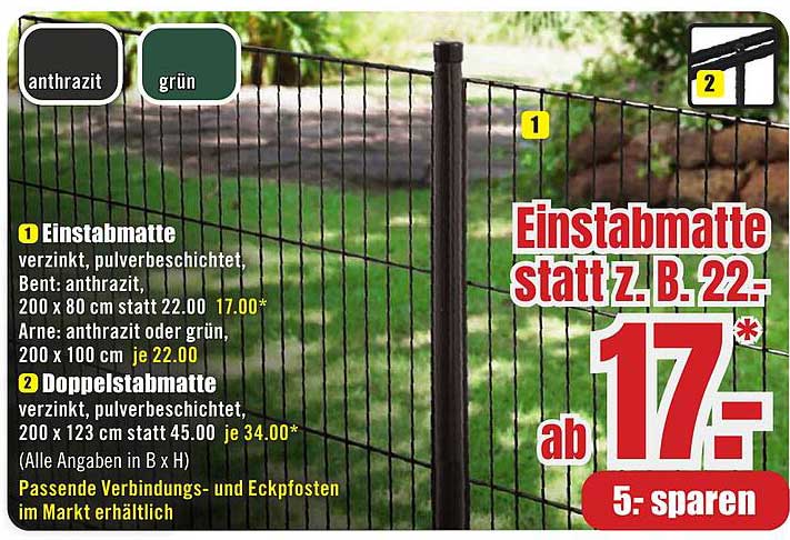 Einstabmatte statt z.B. 22.-