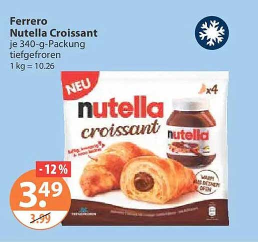 Ferrero Nutella Croissant je 340-g-Packung tiefgefroren