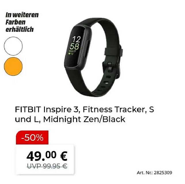 FITBIT Inspire 3, Fitness Tracker, S und L, Midnight Zen/Black