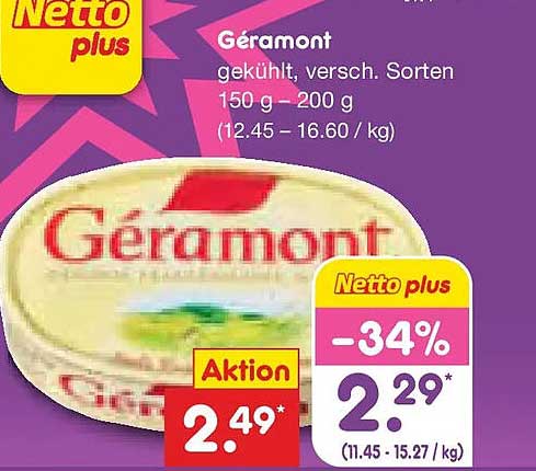 Géramont gekühlt, versch. Sorten 150 g - 200 g