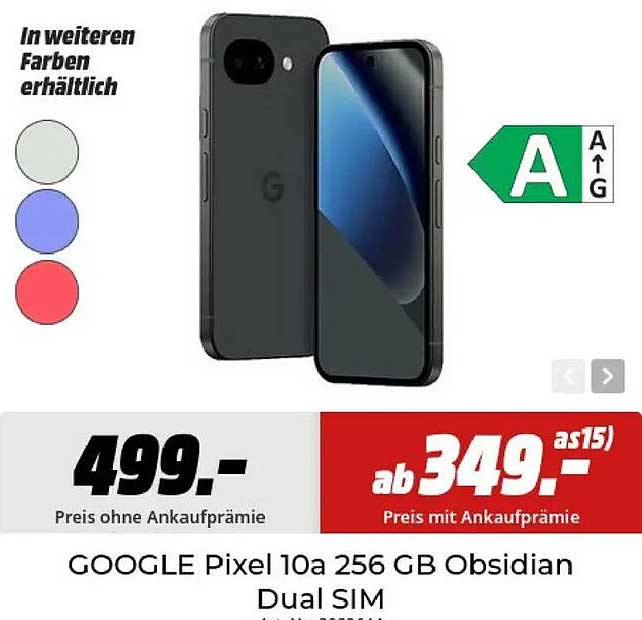 GOOGLE Pixel 10a 256 GB Obsidian Dual SIM