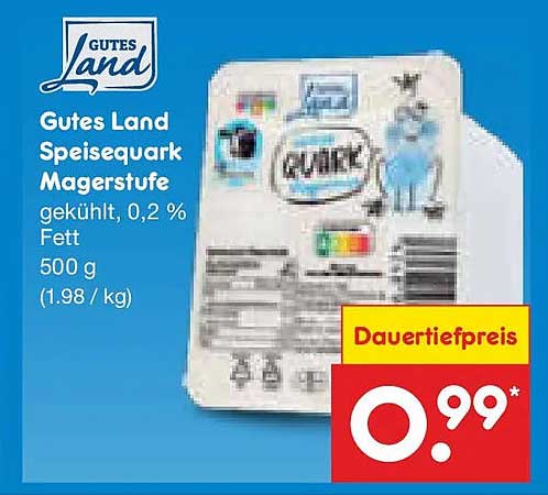 Gutes Land Speisequark Magerstufe gekühlt, 0,2 % Fett 500 g