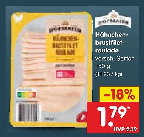 Hähnchen-brustfilet-roulade versch. Sorten 150 g