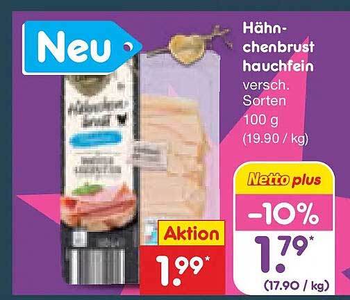 Hähnchenbrust hauchfein versch. Sorten 100 g