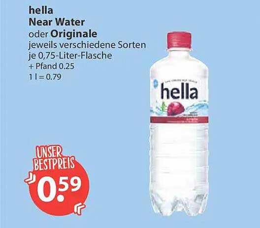 hella Near Water oder Originale jeweils verschiedene Sorten je 0,75-Liter-Flasche + Pfand 0.25 1 l = 0.79