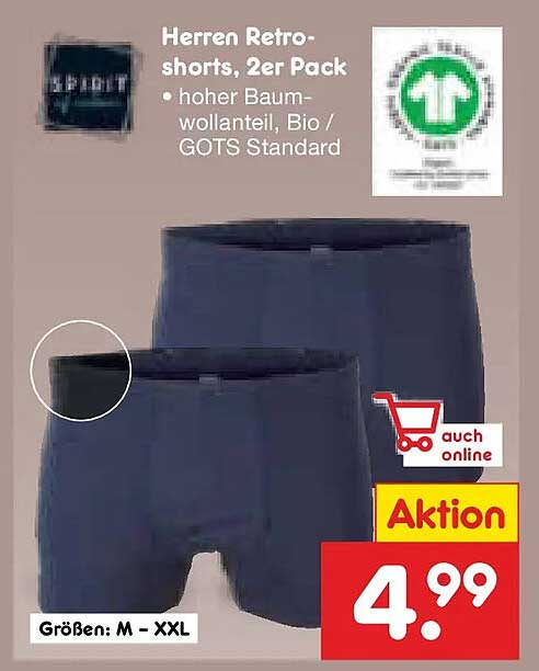 Herren Retro-shorts, 2er Pack
