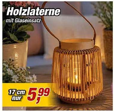 Holzlaterne mit Glaseinsatz