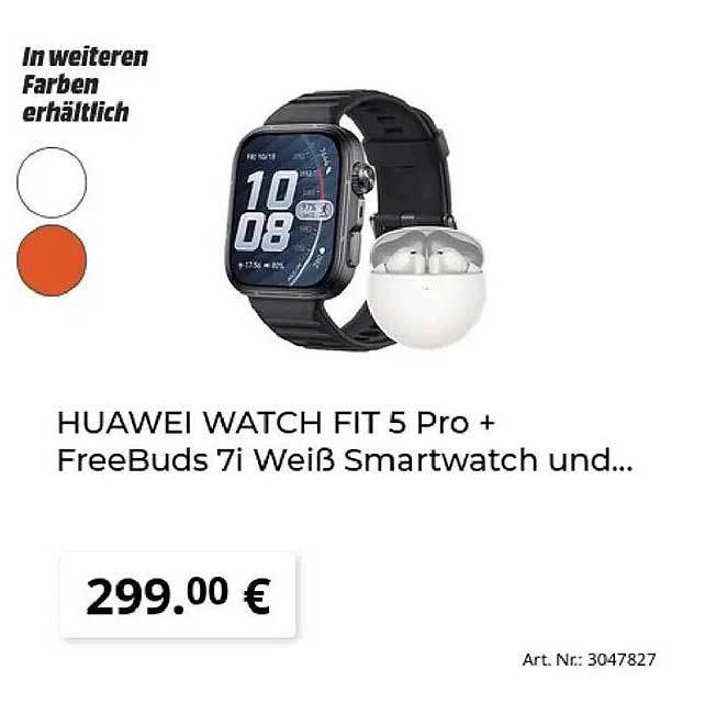 HUAWEI WATCH FIT 5 Pro + FreeBuds 7i Weiß Smartwatch und...