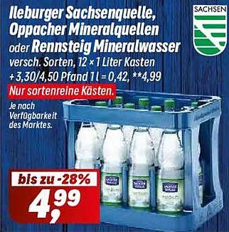 Ileburger Sachsenquelle, Oppacher Mineralquellen oder Rennsteig Mineralwasser