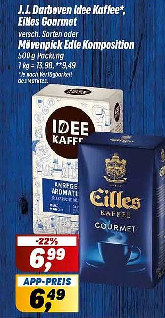 J.J. Darboven Idee Kaffee*, Eilles Gourmet versh. Sorten oder Mövenpick Edle Komposition