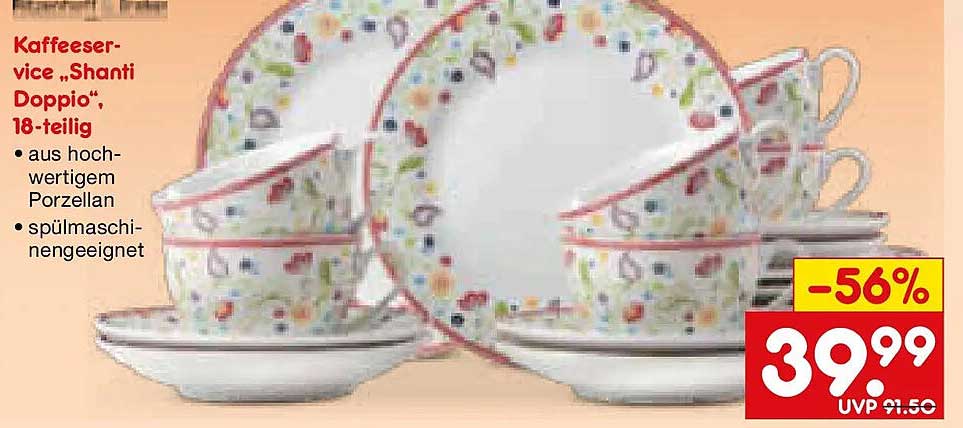 Kaffeeservice „Shanti Doppio“, 18-teilig