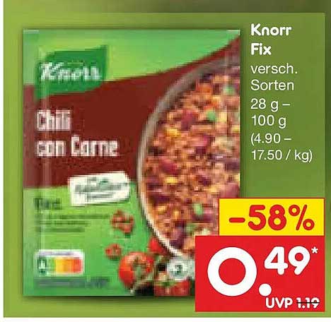 Knorr Fix versch. Sorten 28 g – 100 g