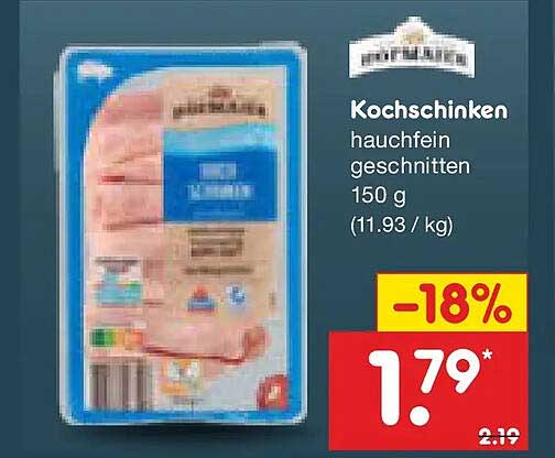 Kochschinken hauchfein geschnitten 150 g
