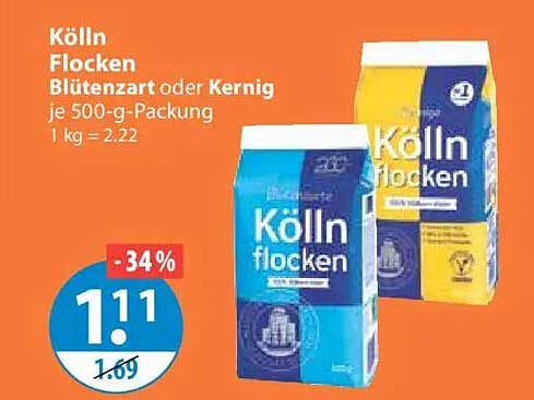Kölln Flocken Blütenzart oder Kernig je 500-g-Packung