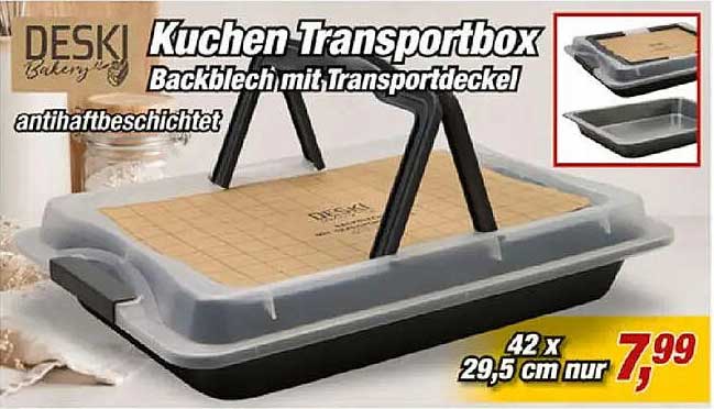 Kuchen-Transportbox Backblech mit Transportdeckel