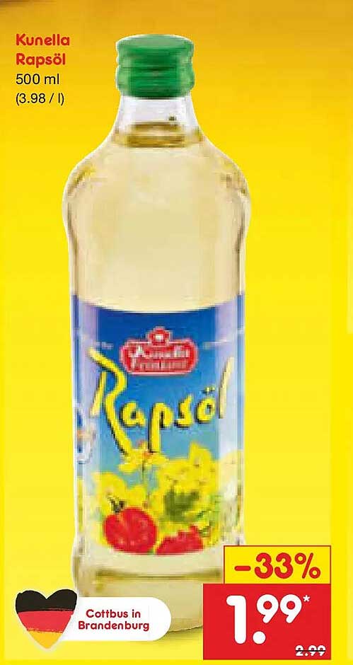 Kunella Rapsöl 500 ml (3.98 / l)