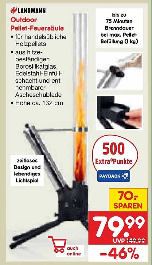 LANDMANN Outdoor Pellet-Feuersäule