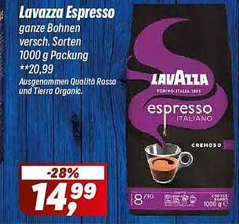 Lavazza Espresso ganze Bohnen versch. Sorten 1000 g Packung