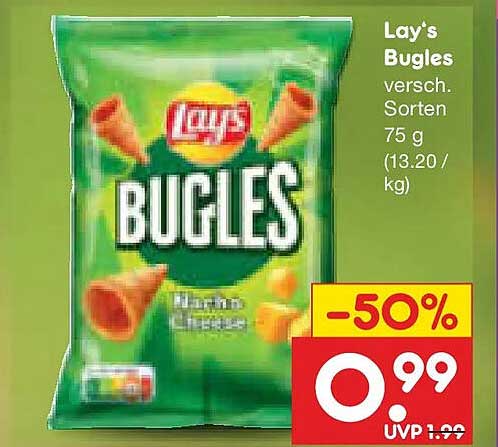 Lay’s Bugles versch. Sorten 75 g (13.20 / kg)