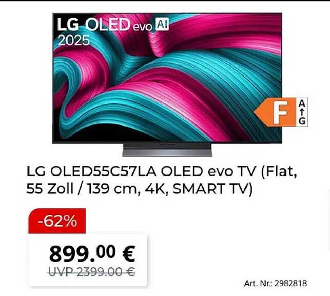 LG OLED55C57LA OLED evo TV (Flat, 55 Zoll / 139 cm, 4K, SMART TV)