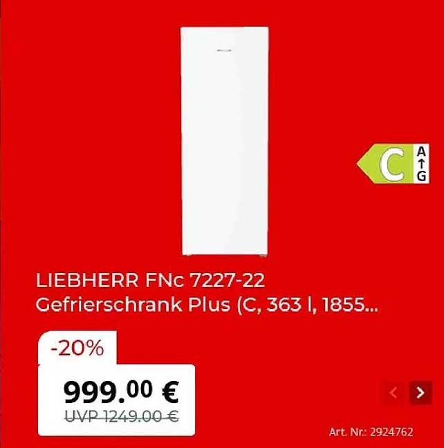 LIEBHERR FNc 7227-22 Gefrierschrank Plus (C, 363 l, 1855...