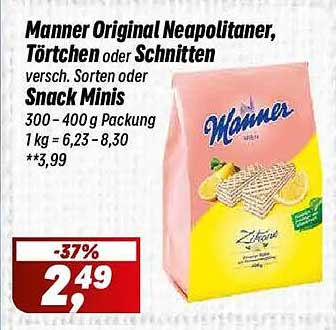 Manner Original Neapolitaner, Törtchen oder Schnitten verssch. Sorten oder Snack Minis