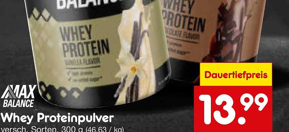 MAX BALANCE Whey Proteinpulver versch. Sorten, 300 g (46,63 / kg)