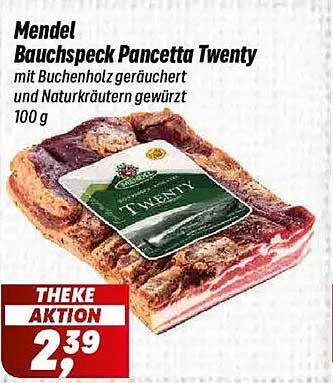 Mendel Bauchspeck Pancetta Twenty mit Buchenholz geräuchert und Naturkräutern gewürzt 100 g