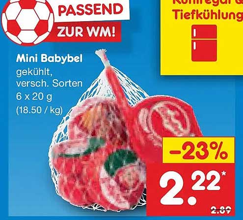 Mini Babybel gekühlt, versch. Sorten 6 x 20 g (18.50 / kg)