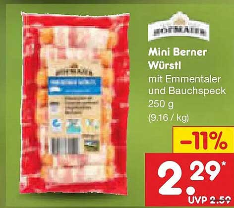 Mini Berner Würstl mit Emmentaler und Bauchspeck 250 g