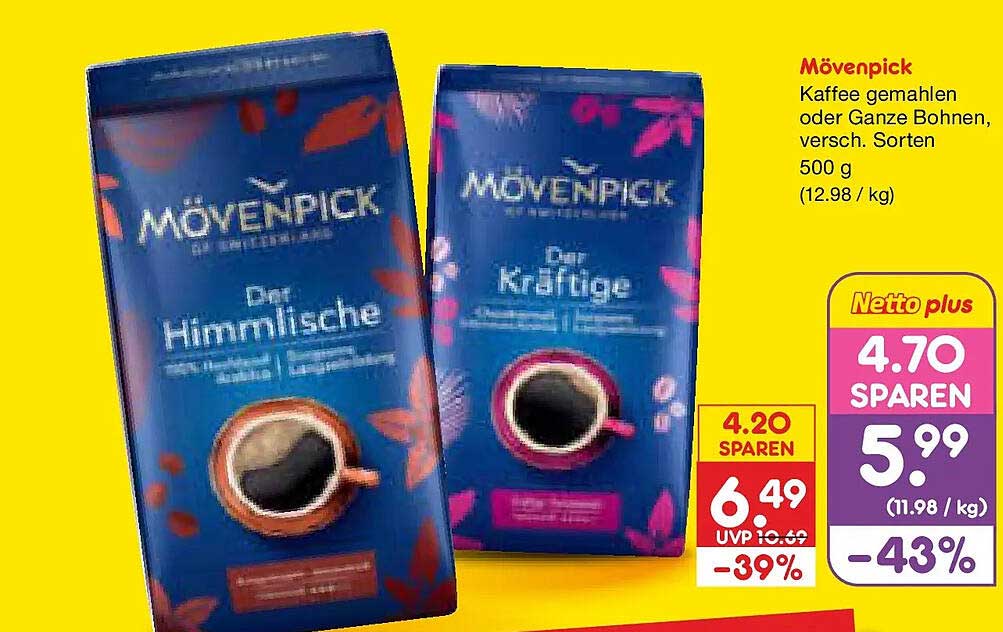 Mövenpick Kaffee gemahlen oder Ganze Bohnen, versch. Sorten 500 g