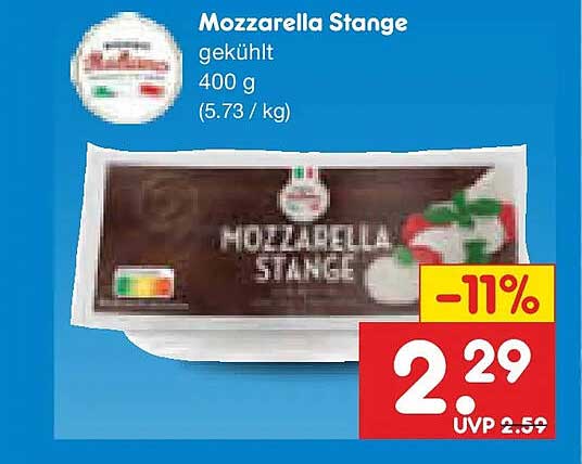 Mozzarella Stange gekühlt 400 g (5.73 / kg)