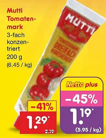 Mutti Tomaten-mark 3-fach konzentriert 200 g (6.45 / kg)