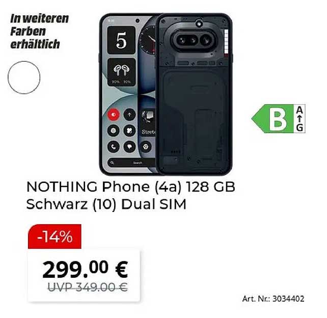 NOTHING Phone (4a) 128 GB Schwarz (10) Dual SIM
