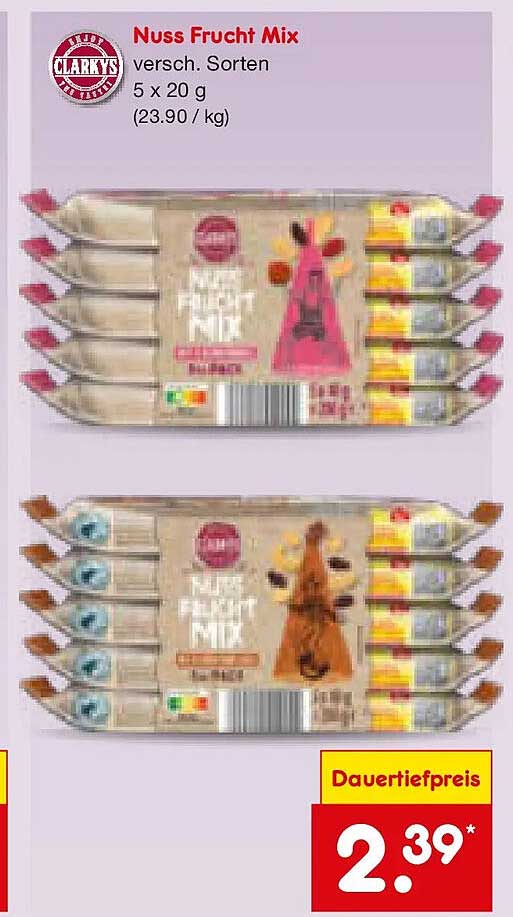 Nuss Frucht Mix versch. Sorten 5 x 20 g (23.90 / kg)