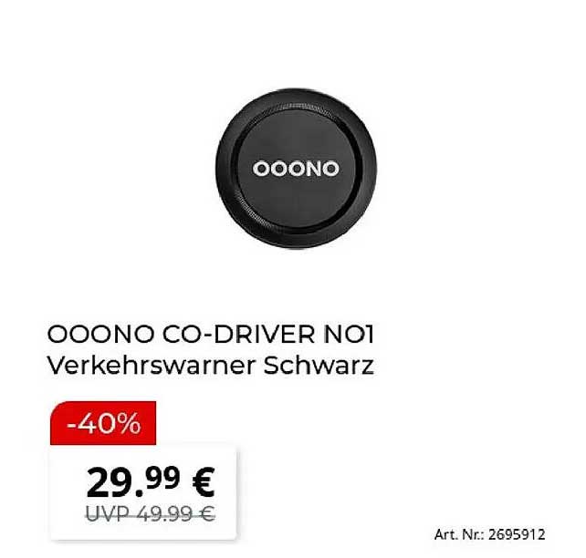 OOONO CO-DRIVER NO1 Verkehrswarner Schwarz