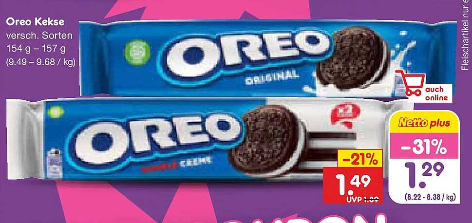 Oreo Kekse versch. Sorten 154 g - 157 g