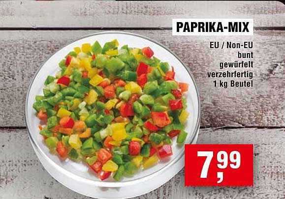 PAPRIKA-MIX EU / Non-EU bunt gewürfelt verzehrfertig 1 kg Beutel