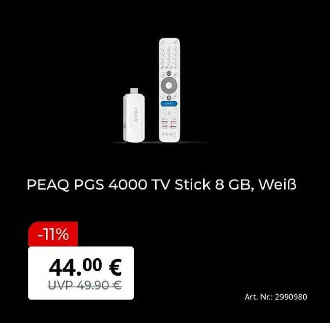 PEAQ PGS 4000 TV Stick 8 GB, Weiß