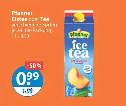 Pfanner Eistee oder Tee verschiedene Sorten je 2-Liter-Packung