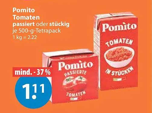 Pomito Tomaten passiert oder stückig je 500-g-Tetrapack