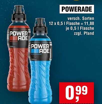 POWERADE versch. Sorten 12 x 0,5 l Flasche = 11,88 je 0,5 l Flasche zzgl. Pfand
