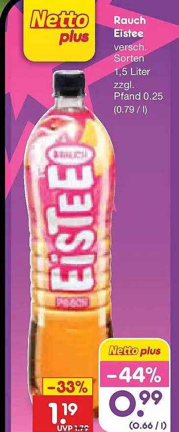 Rauch Eistee versch. Sorten 1,5 Liter zzgl. Pfand 0.25 (0.79 / l)
