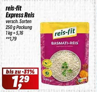 reis-fit Express Reis versch. Sorten 250 g Packung 1 kg = 5,16 **1,79